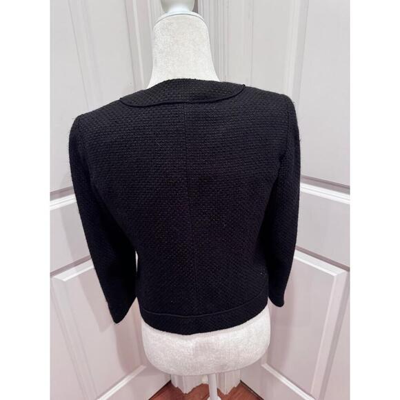 Banana Republic Black Textured Collarless Long Sleeve Designer Style Jacket 4P - Picture 4 of 5